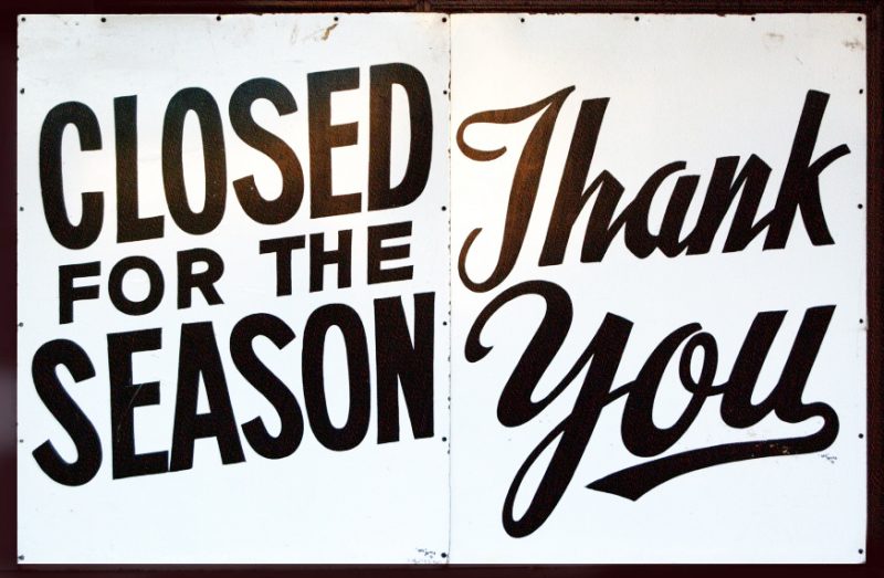 Closed for the Season sign