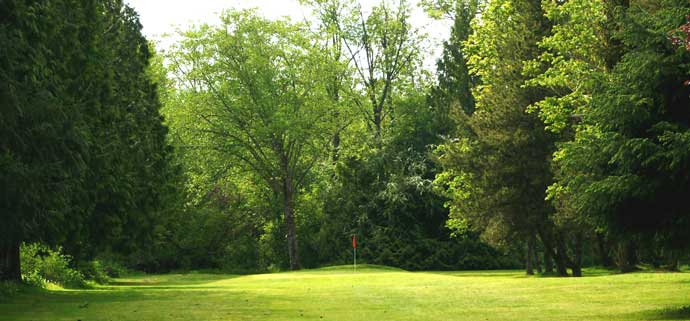 A view of the beautiful and green Hackers Haven par 3 Golf Course.